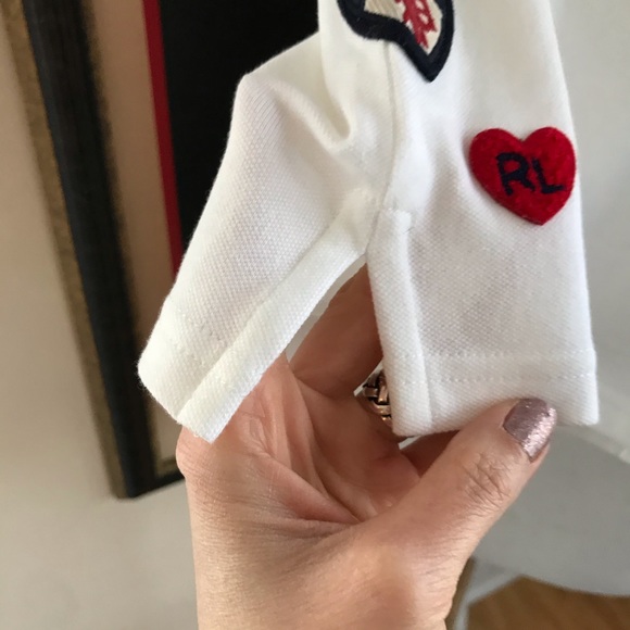 Ralph Lauren Iconic Crest Daisy Heart White Polo - Picture 5 of 12